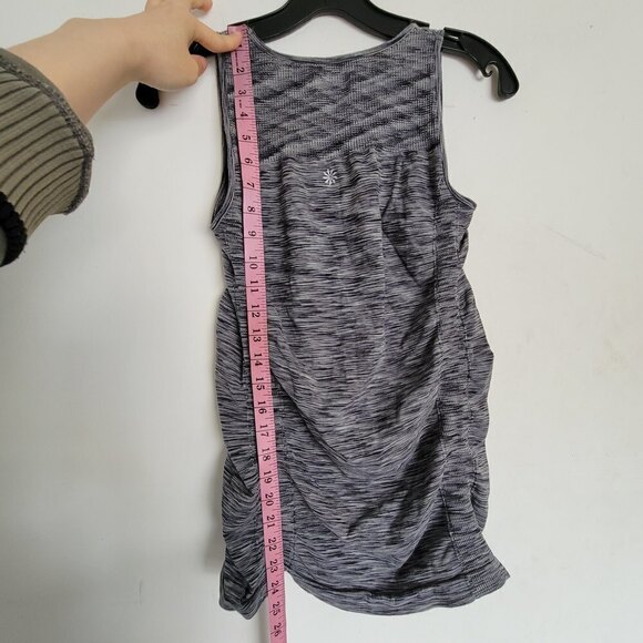 Athleta Ruched Heather Gray Fastest Track Racerback Workout Tank Top Sz Medium - Picture 6 of 9